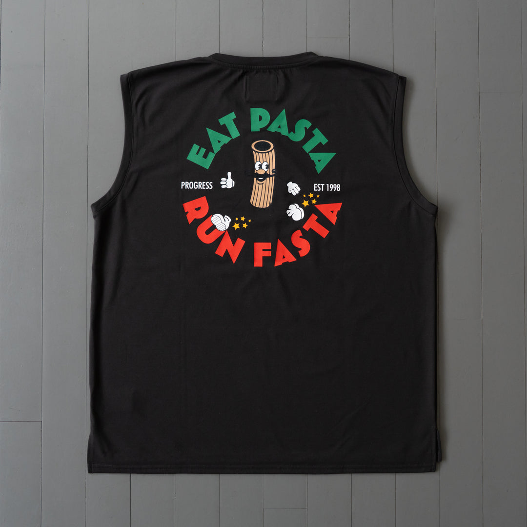 PROGRESS RUNNING CLUB Eat Pasta Run Fasta Custom-made Sleeve-less Tee