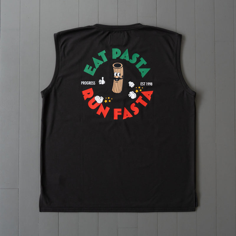 PROGRESS RUNNING CLUB Eat Pasta Run Fasta Custom-made Sleeve-less Tee