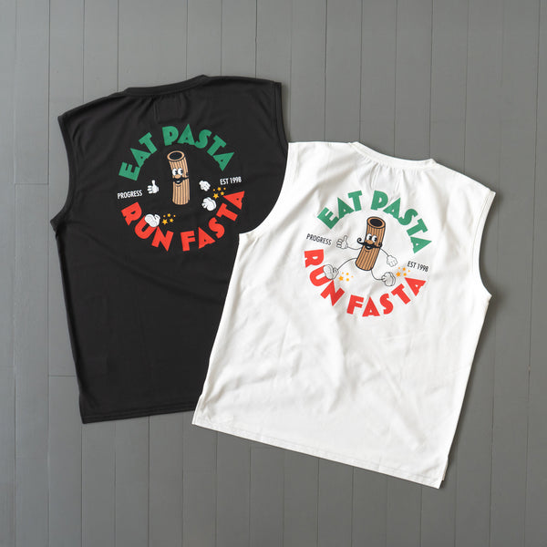 PROGRESS RUNNING CLUB Eat Pasta Run Fasta Custom-made Sleeve-less Tee