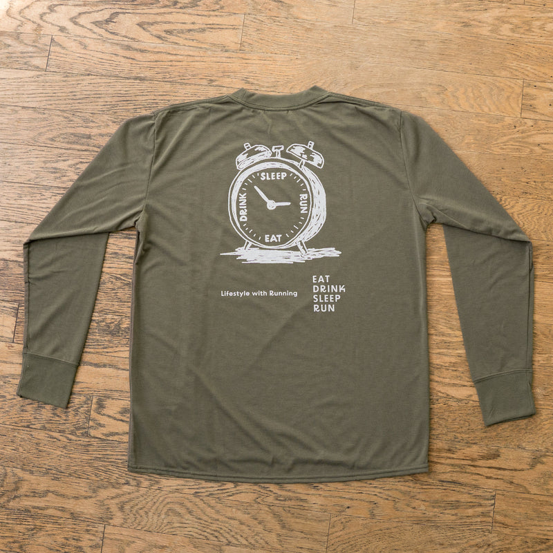 EAT DRINK SLEEP RUN “Eternal Runner Clock” Long-sleeve Tee