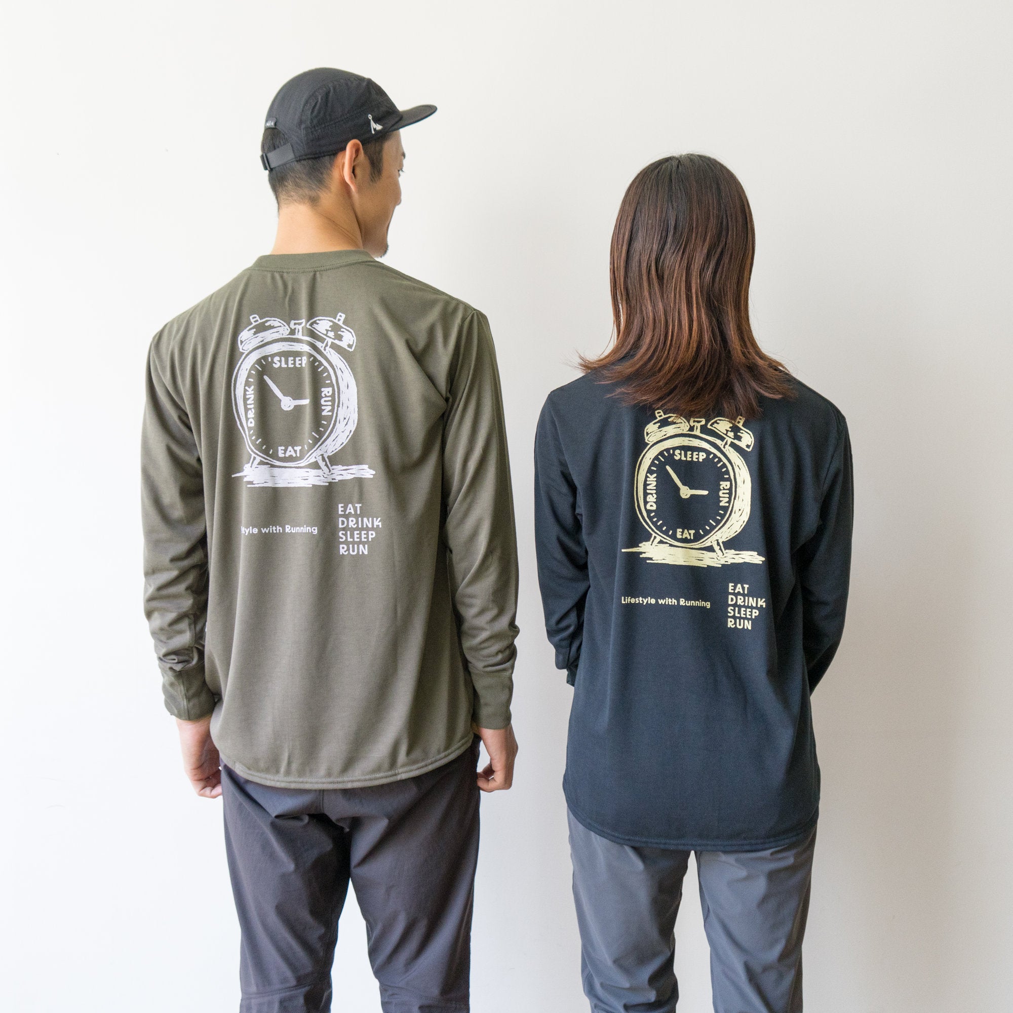 EAT DRINK SLEEP RUN “Eternal Runner Clock” Long-sleeve Tee