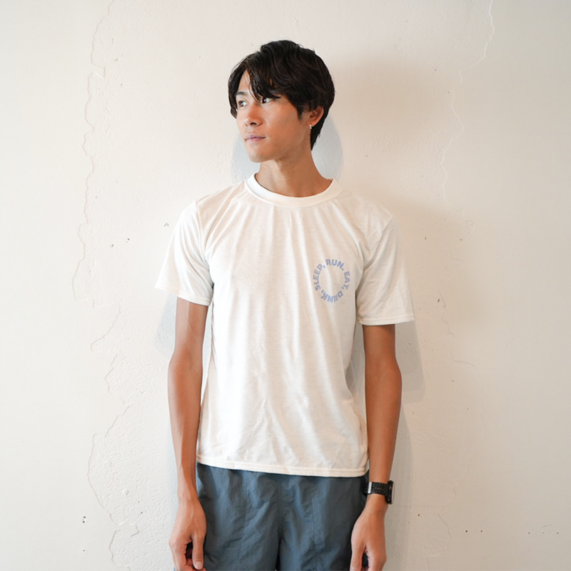 EAT DRINK SLEEP RUN / Circle Logo Tee Blue Logo (White)