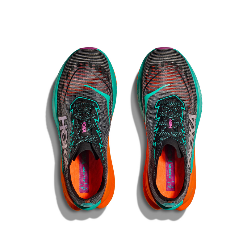 HOKA W MACH X 2 (WOMENS) BLACK / ELECTRIC AQUA