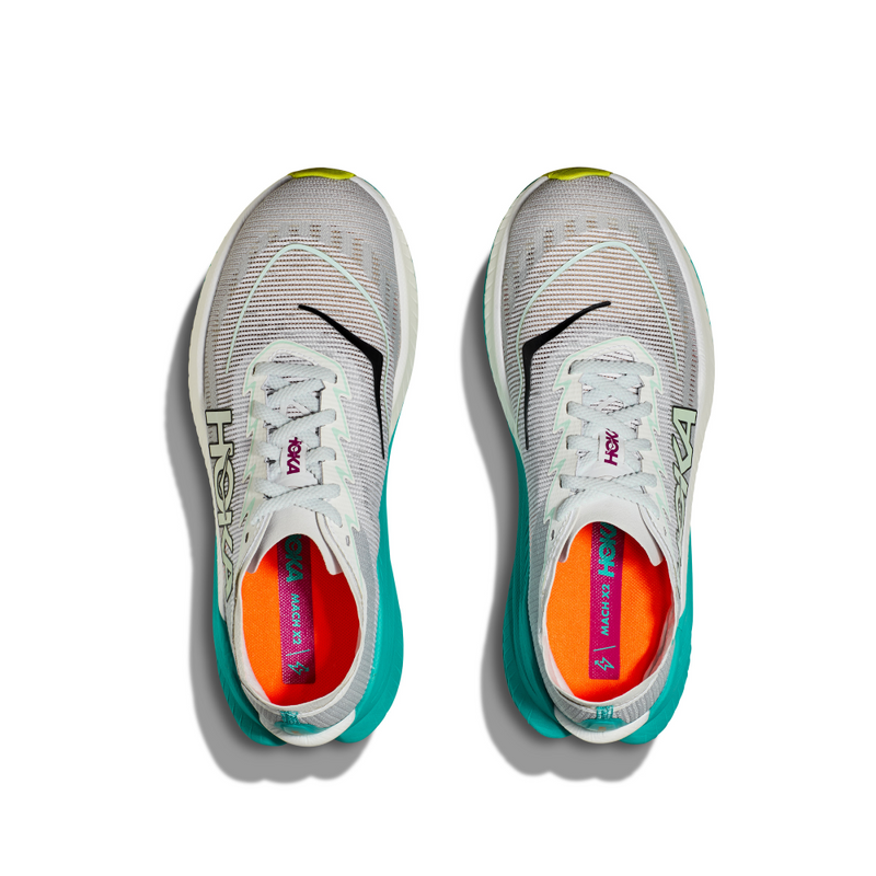 HOKA W MACH X 2 (WOMENS) FROST / ELECTRIC AQUA