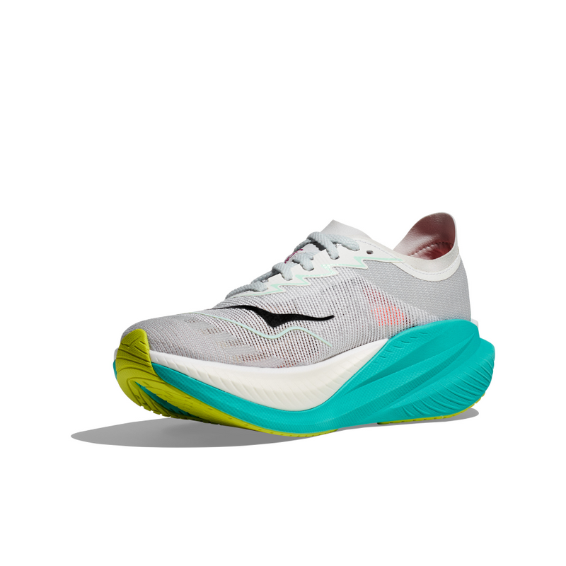 HOKA W MACH X 2 (WOMENS) FROST / ELECTRIC AQUA