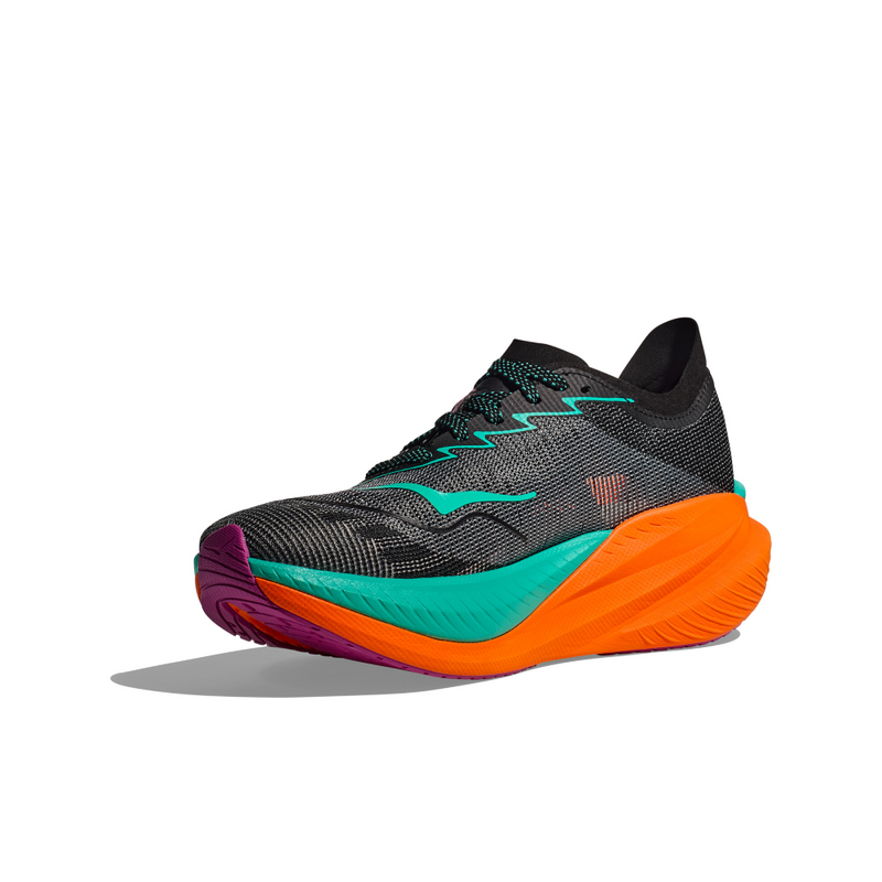 HOKA M MACH X 2 (MENS) BLACK / ELECTRIC AQUA