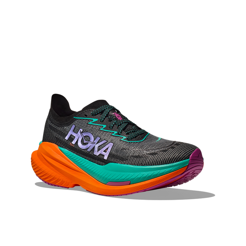 HOKA W MACH X 2 (WOMENS) BLACK / ELECTRIC AQUA