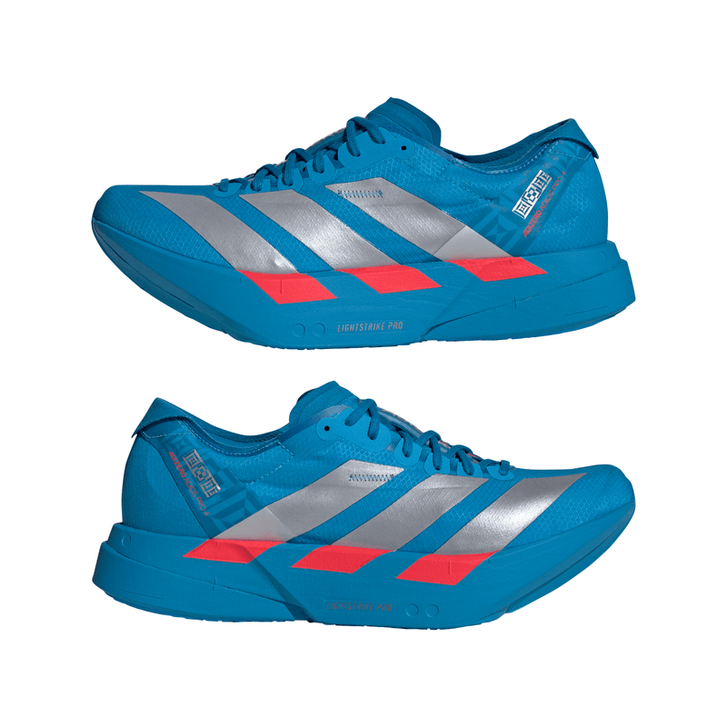 adidas ADIZERO ADIOS PRO 4（Men's）ソーラーブルー/シルバーメタリック/ルシッドレッド