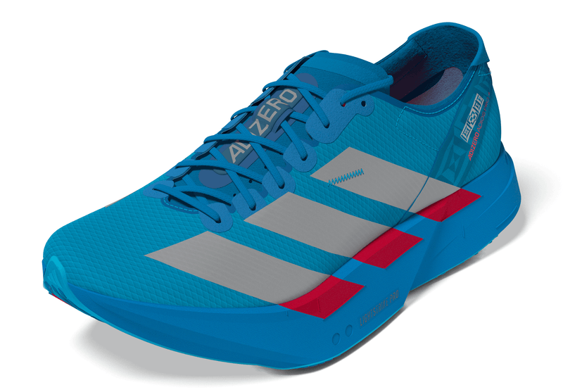 adidas ADIZERO ADIOS PRO 4（Men's）ソーラーブルー/シルバーメタリック/ルシッドレッド