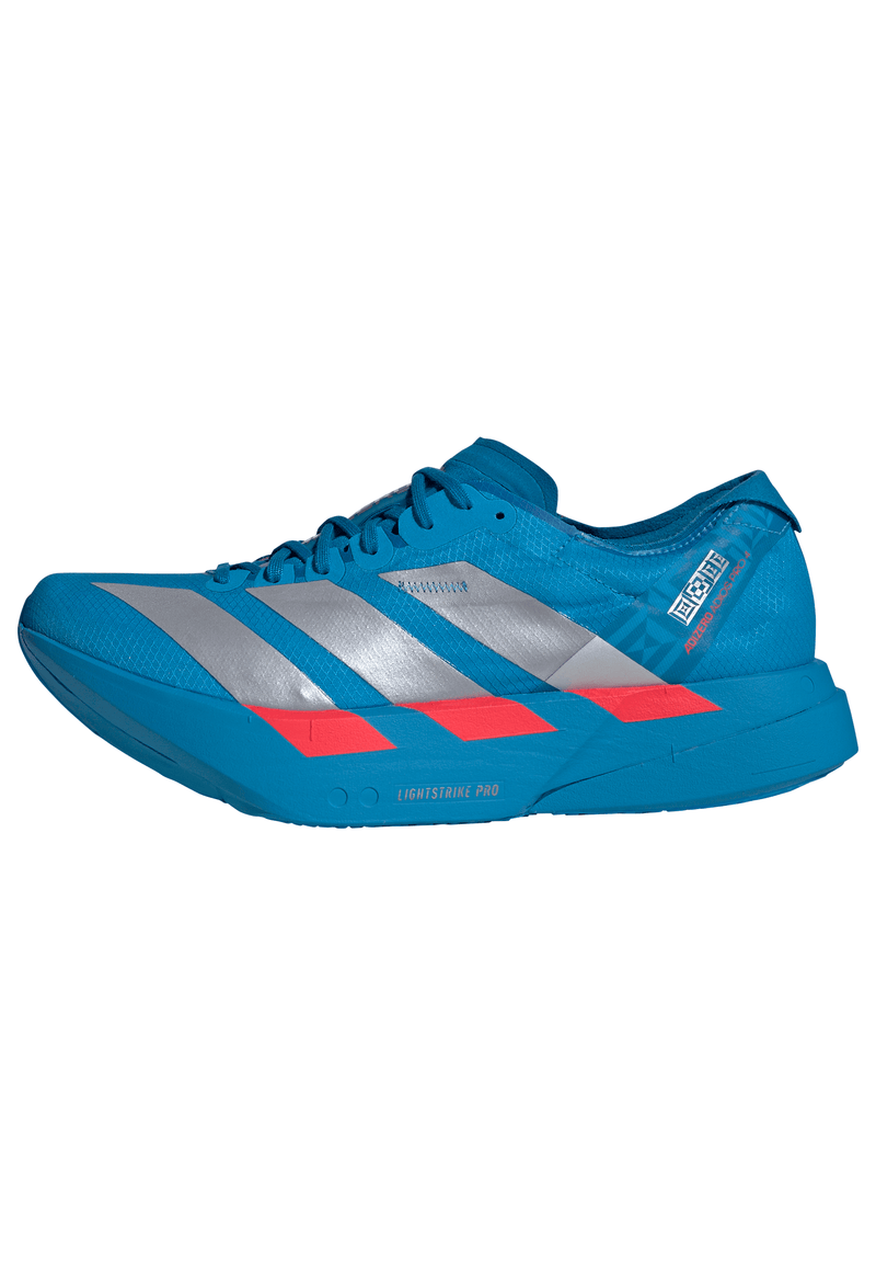 adidas ADIZERO ADIOS PRO 4（Men's）ソーラーブルー/シルバーメタリック/ルシッドレッド