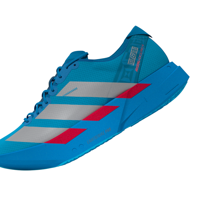 adidas ADIZERO ADIOS PRO 4（Men's）ソーラーブルー/シルバーメタリック/ルシッドレッド