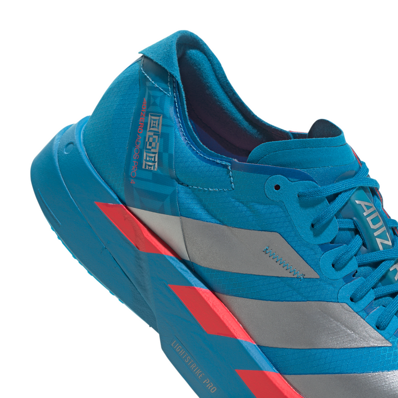 adidas ADIZERO ADIOS PRO 4（Men's）ソーラーブルー/シルバーメタリック/ルシッドレッド
