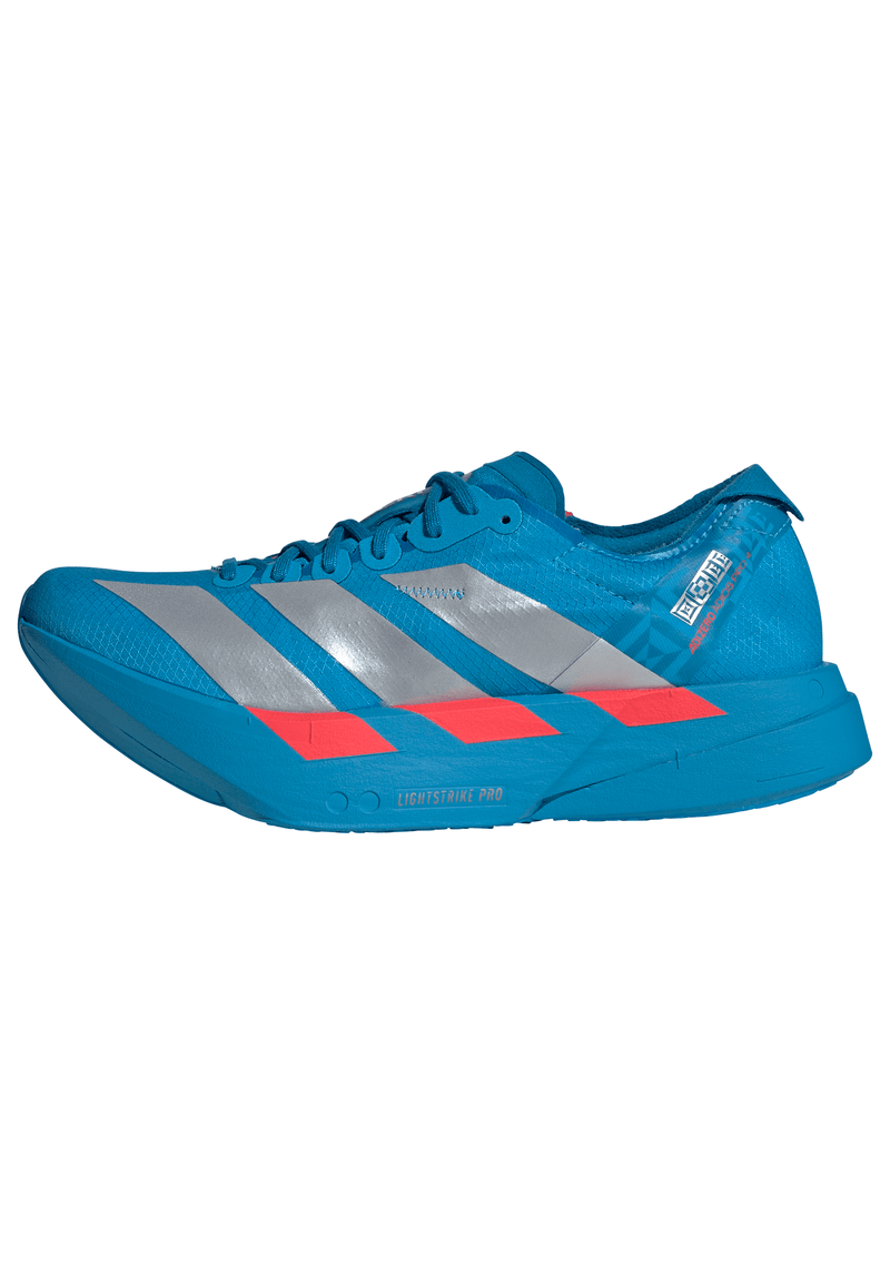 adidas ADIZERO ADIOS PRO 4（Women's）ソーラーブルー/シルバーメタリック/ルシッドレッド