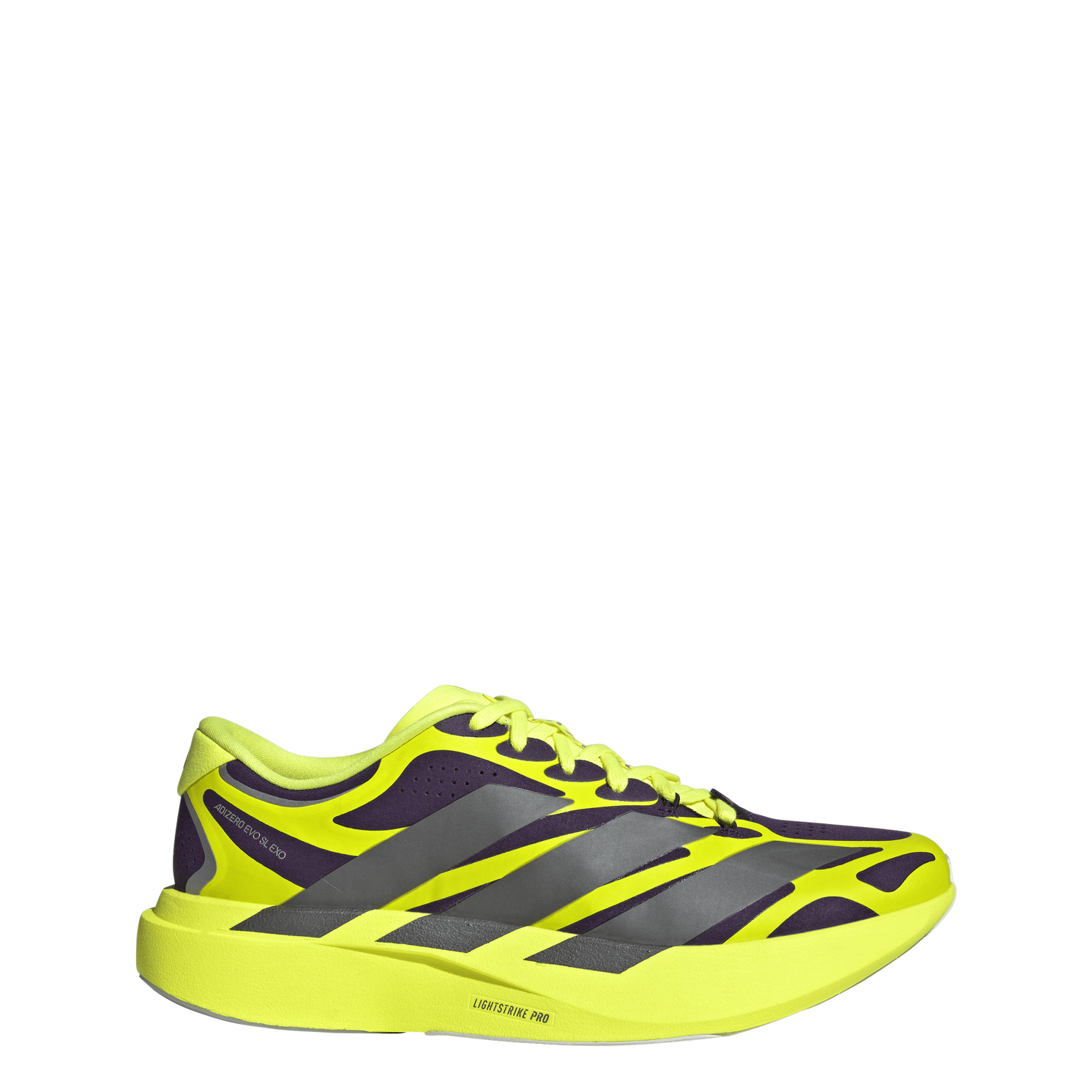 adidas ADIZERO EVO SL EXO（Men's）オーロラプラム/アイアンメタリック/ソーラーイエロー
