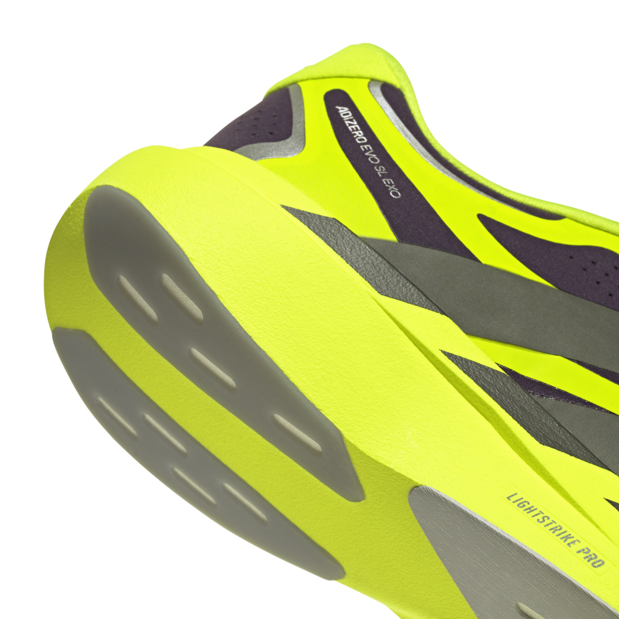 adidas ADIZERO EVO SL EXO（Men's）オーロラプラム/アイアンメタリック/ソーラーイエロー