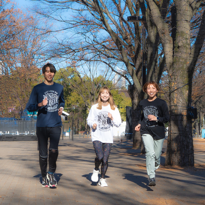 Run & Beer DRY Long-Sleeve  Tee（White）