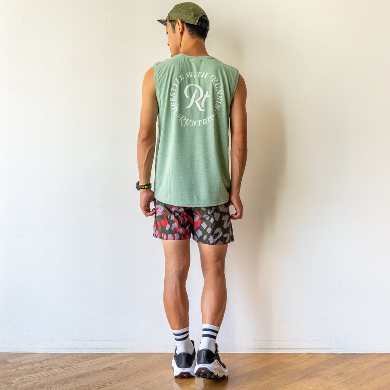 Rt Logo "LIFESTYLE WITH RUNNING" Sleeve-less Tee