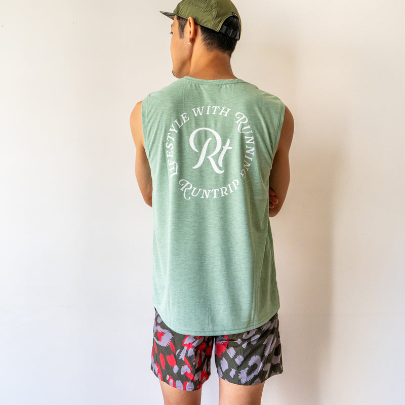 Rt Logo "LIFESTYLE WITH RUNNING" Sleeve-less Tee
