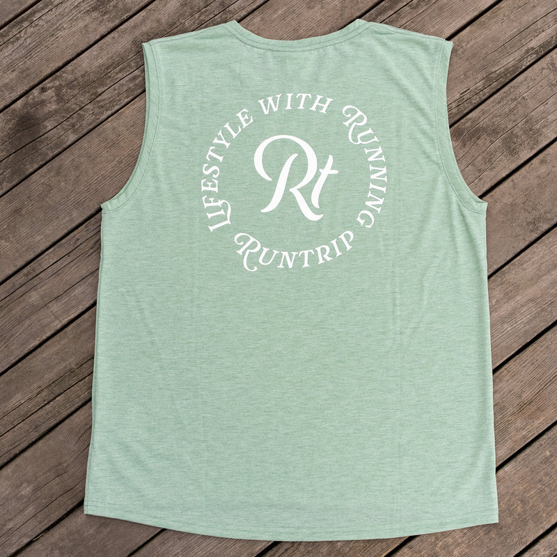 Rt Logo "LIFESTYLE WITH RUNNING" Sleeve-less Tee