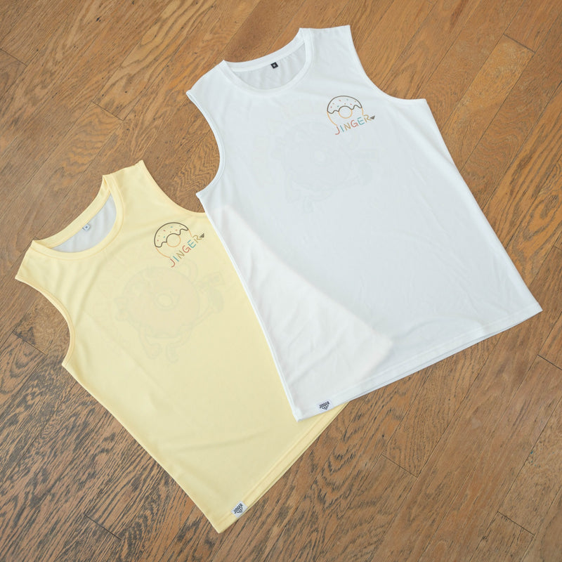 Style | DONUTS "TAKE A RISK" Sleeve-less Tee by JINGER (Women's Yellow)