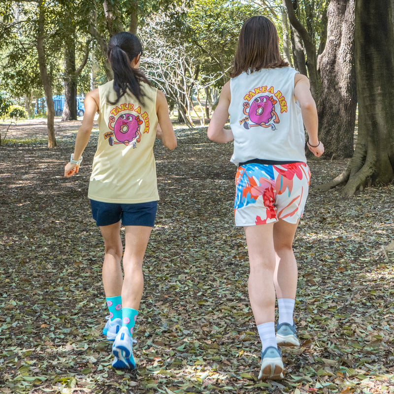 Style | DONUTS "TAKE A RISK" Sleeve-less Tee by JINGER (Women's Yellow)