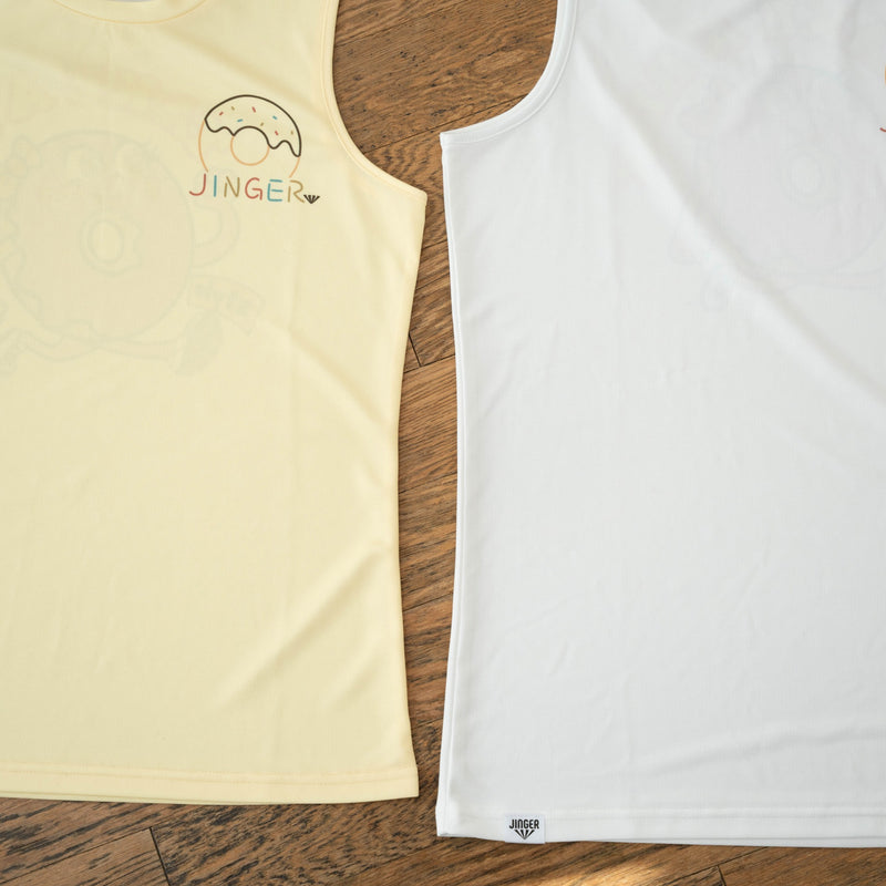 Style | DONUTS "TAKE A RISK" Sleeve-less Tee by JINGER (Women's Yellow)