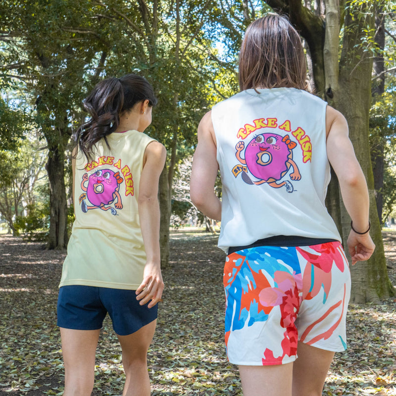 Style | DONUTS "TAKE A RISK" Sleeve-less Tee by JINGER (Women's Yellow)
