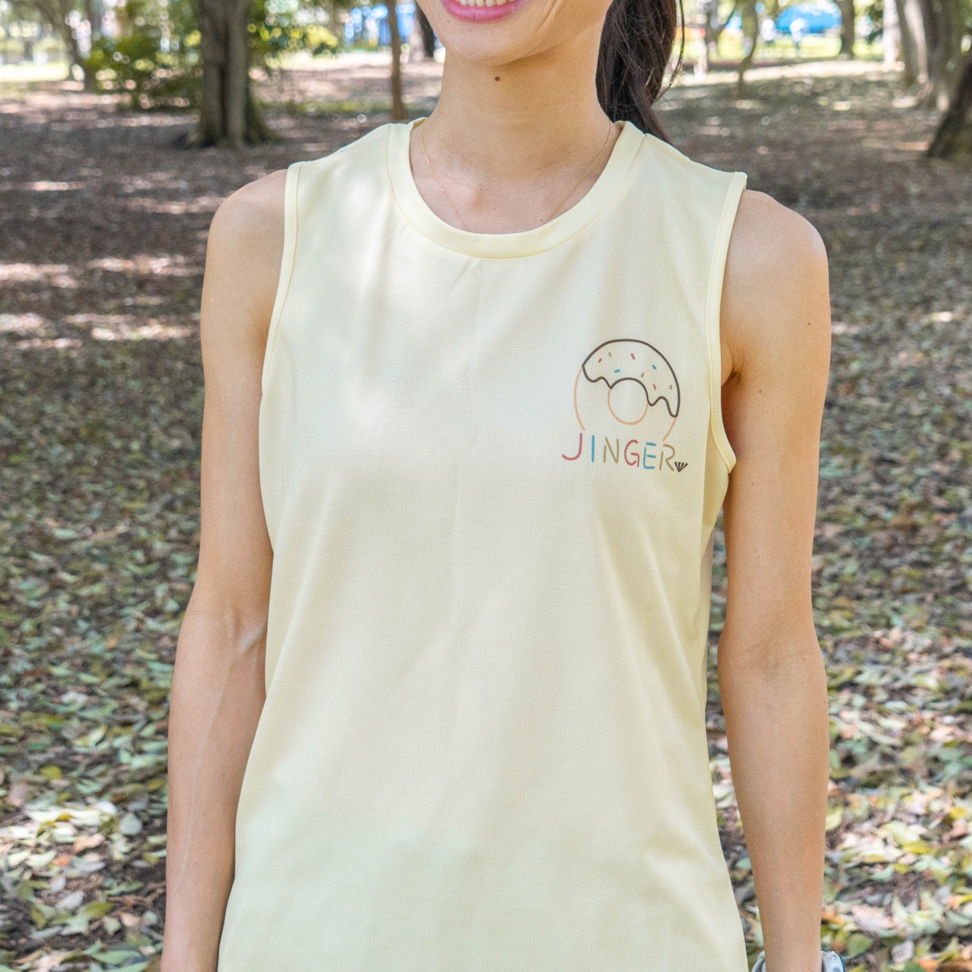 Style | DONUTS "TAKE A RISK" Sleeve-less Tee by JINGER (Women's Yellow)