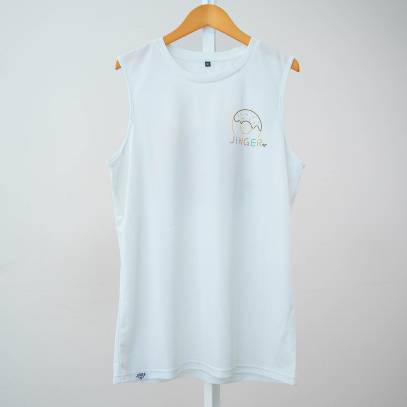 Style | DONUTS "TAKE A RISK" Sleeve-less Tee by JINGER (Men's White)