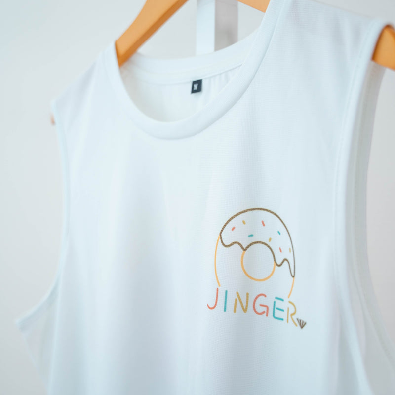 Style | DONUTS "TAKE A RISK" Sleeve-less Tee by JINGER (Men's White)
