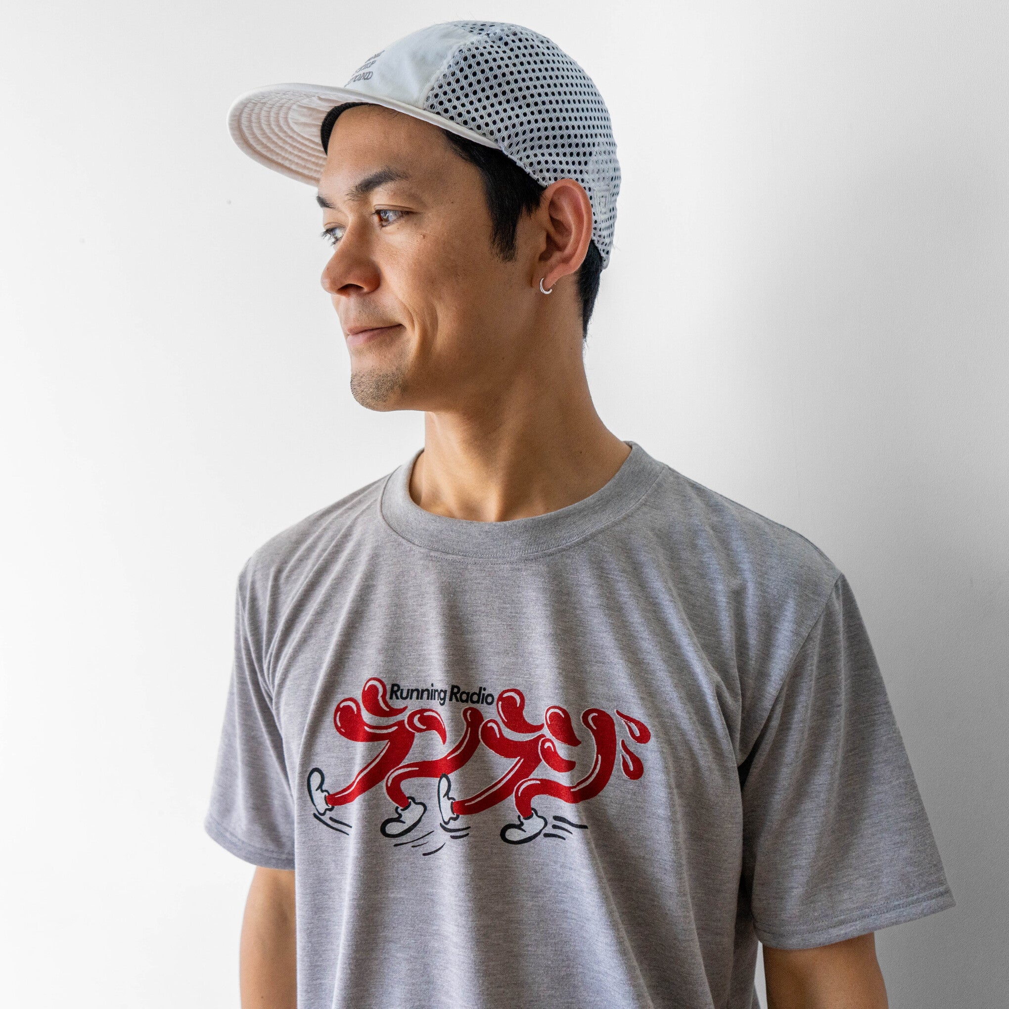 ランラジ Original Tee (Vintage-style Print / Gray)