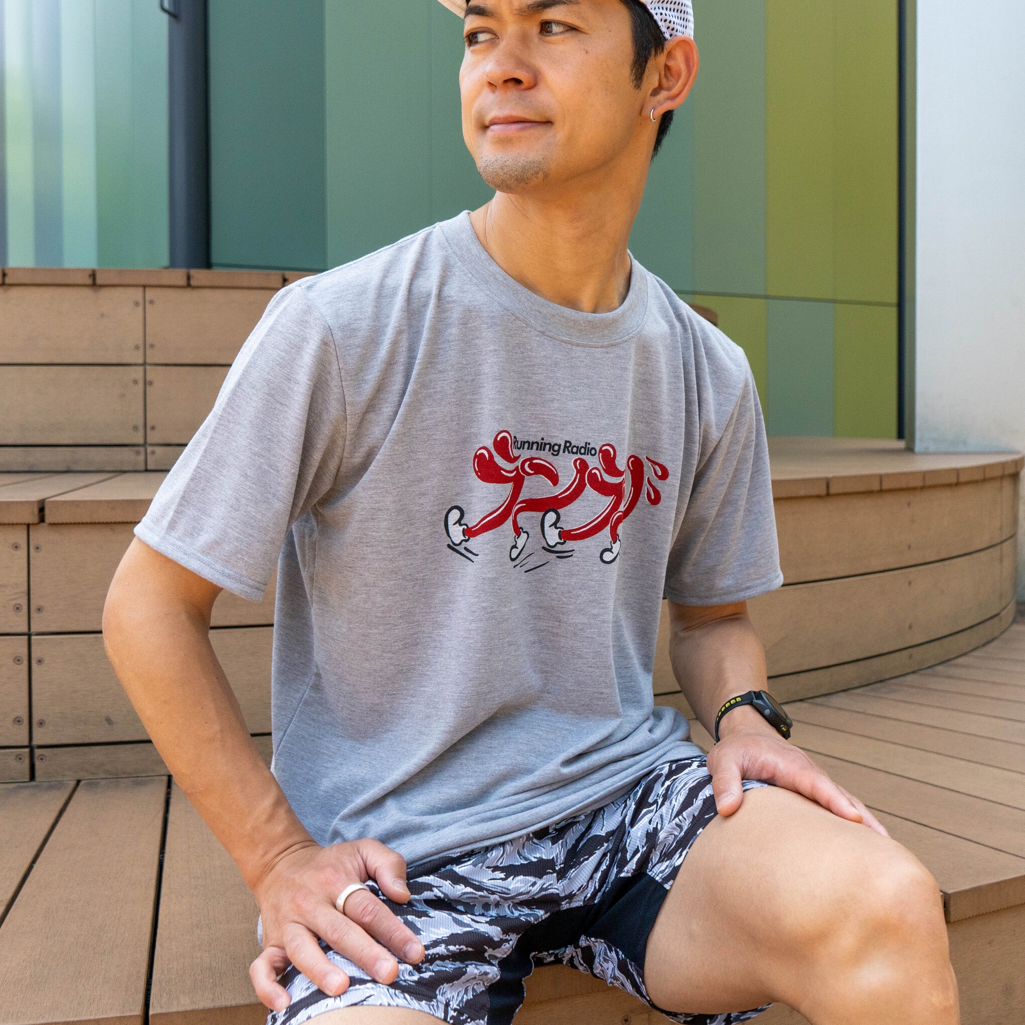 ランラジ Original Tee (Vintage-style Print / Gray)
