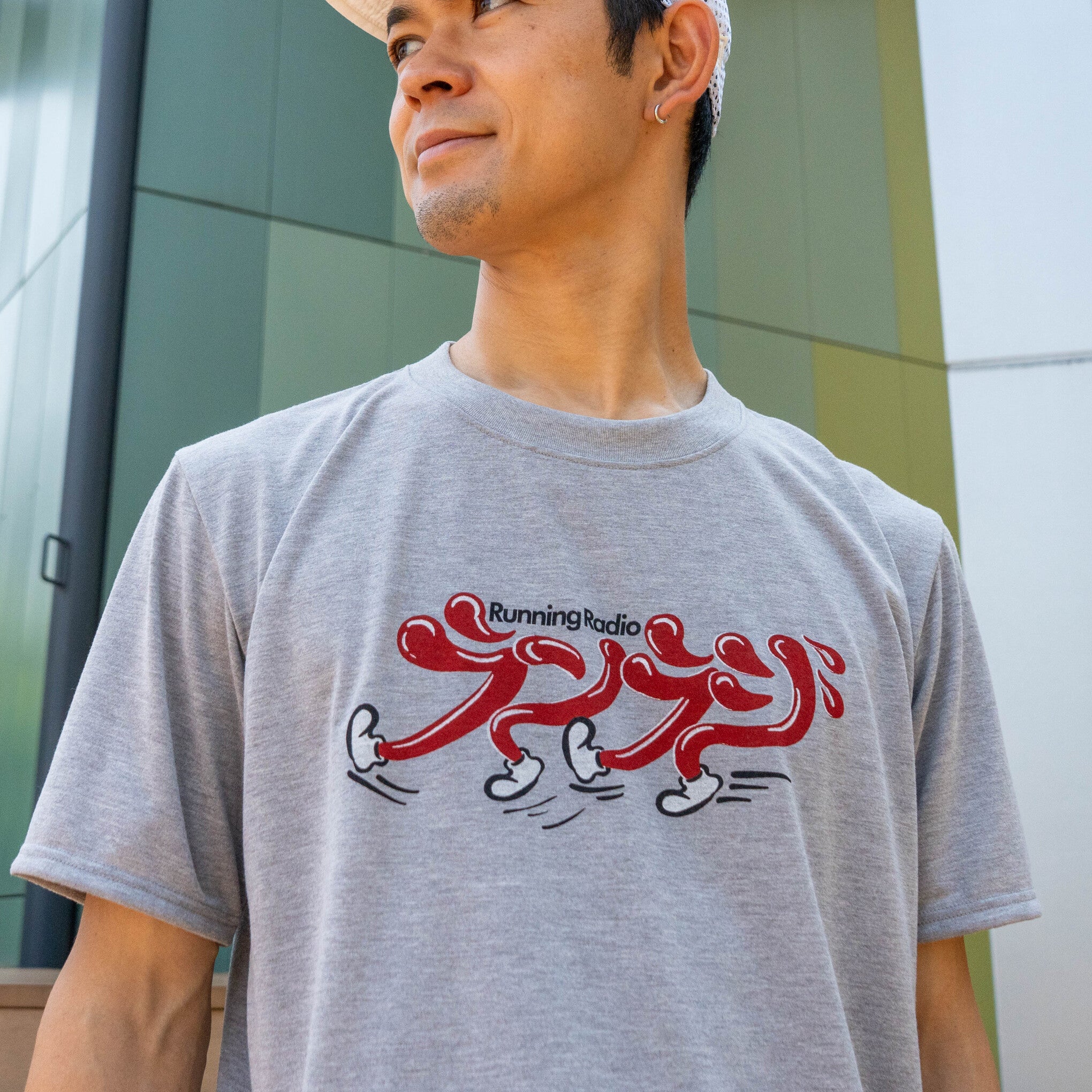 ランラジ Original Tee (Vintage-style Print / Gray)