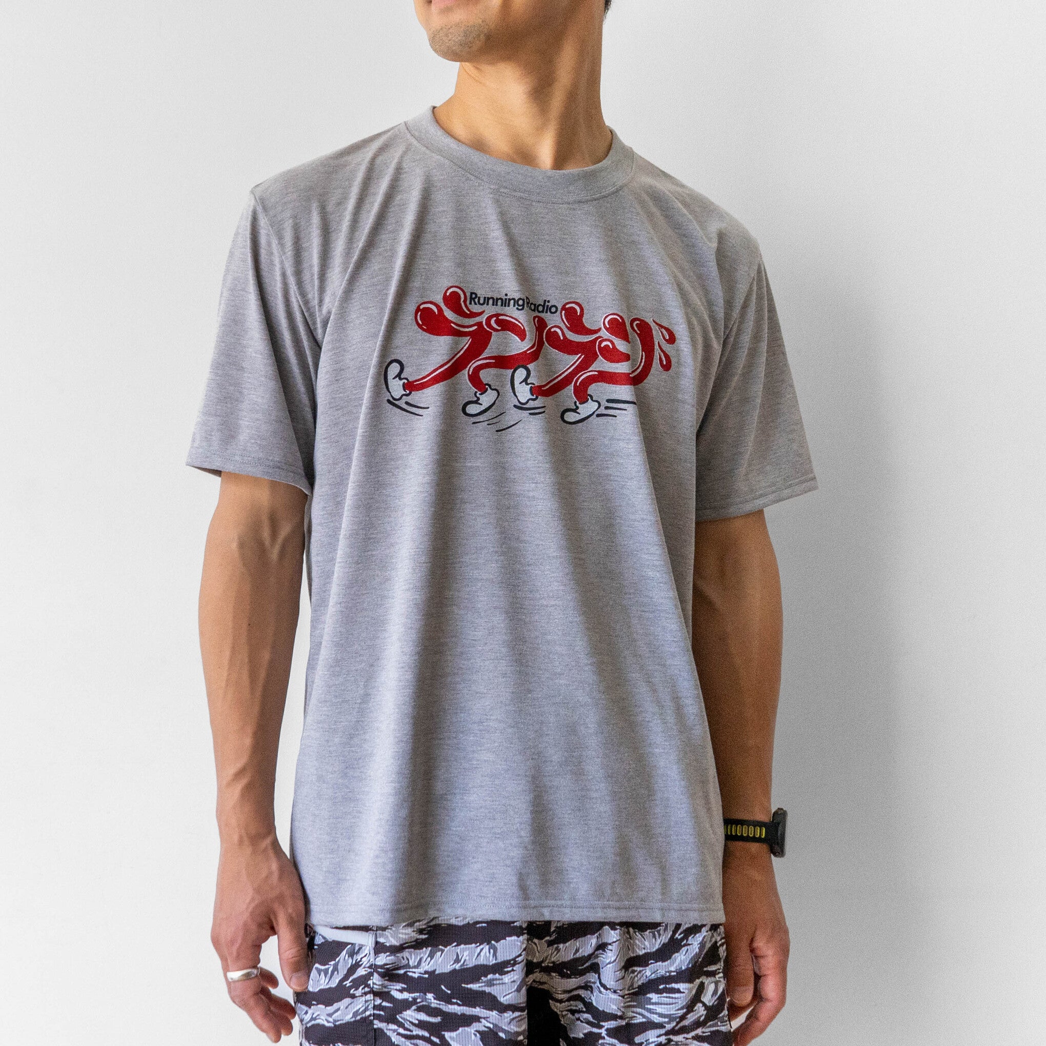 ランラジ Original Tee (Vintage-style Print / Gray)