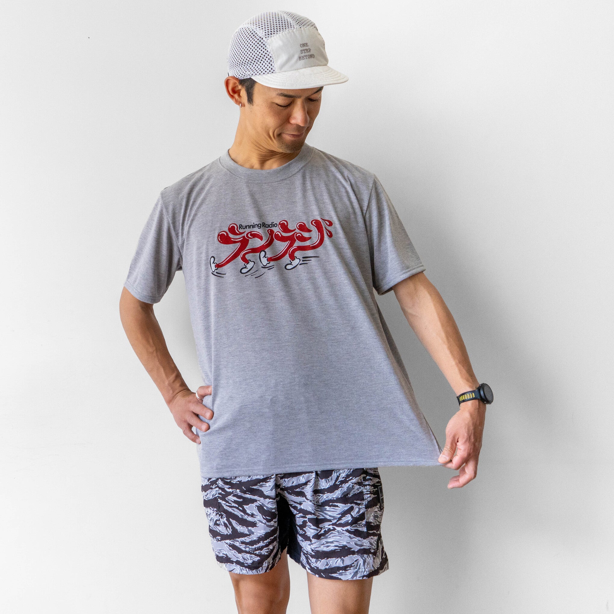 ランラジ Original Tee (Vintage-style Print / Gray)