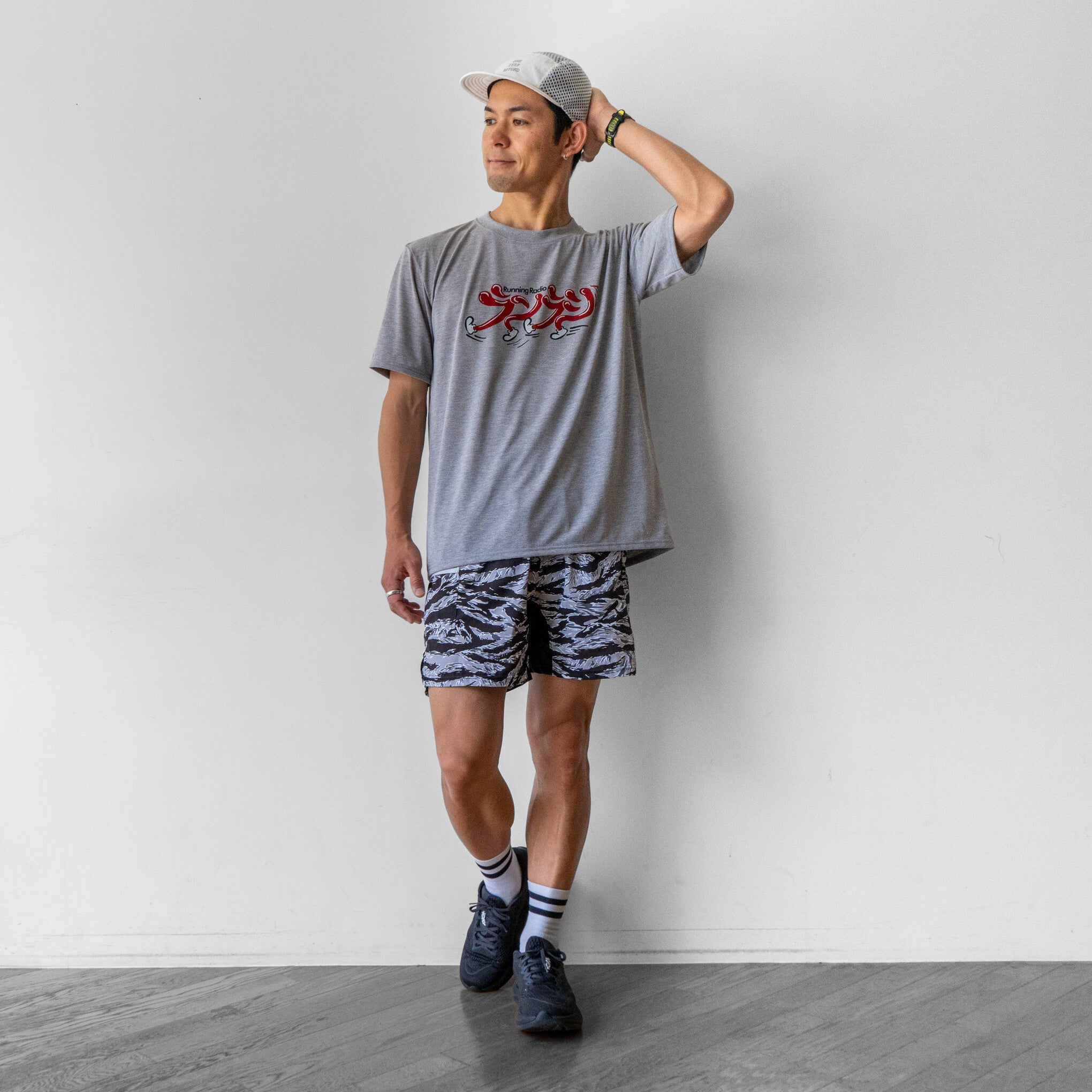 ランラジ Original Tee (Vintage-style Print / Gray)