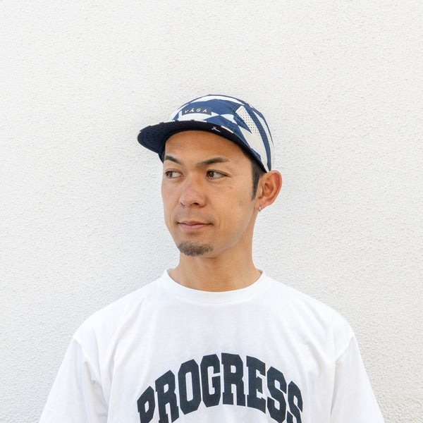 VAGA FEATHER RACING CAP (PASTEL YELLOW / NAVY BLUE)