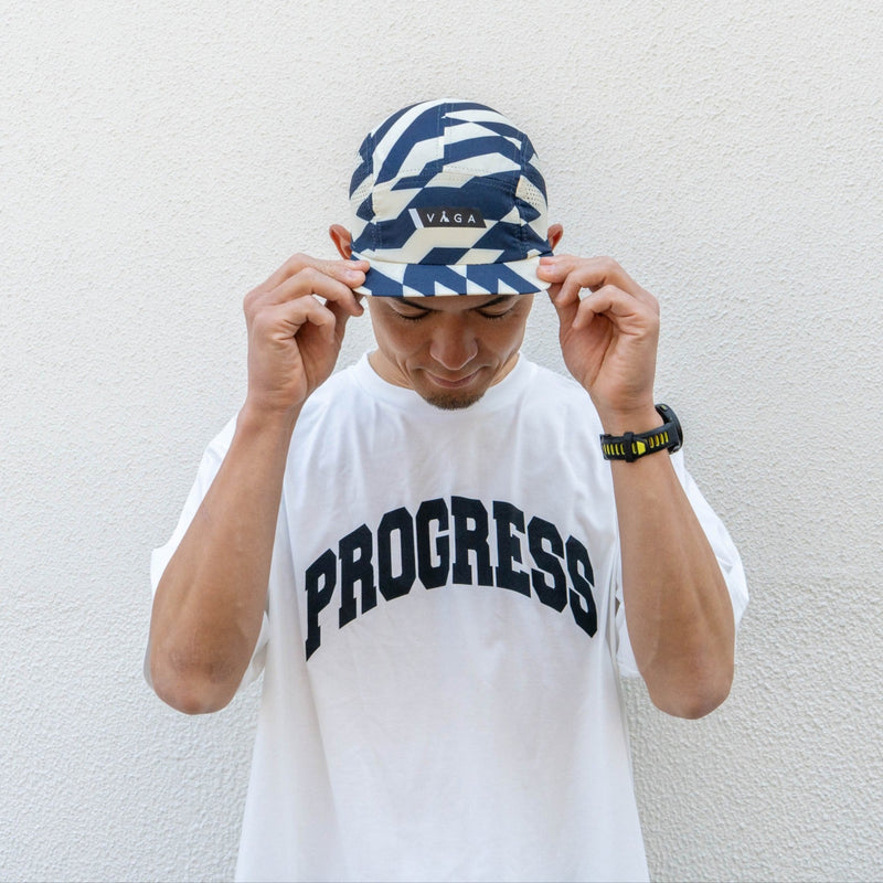 VAGA FEATHER RACING CAP (PASTEL YELLOW / NAVY BLUE)
