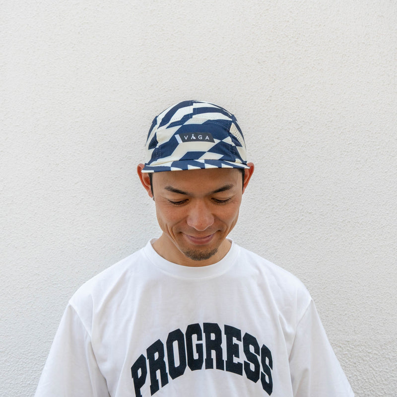 VAGA FEATHER RACING CAP (PASTEL YELLOW / NAVY BLUE)