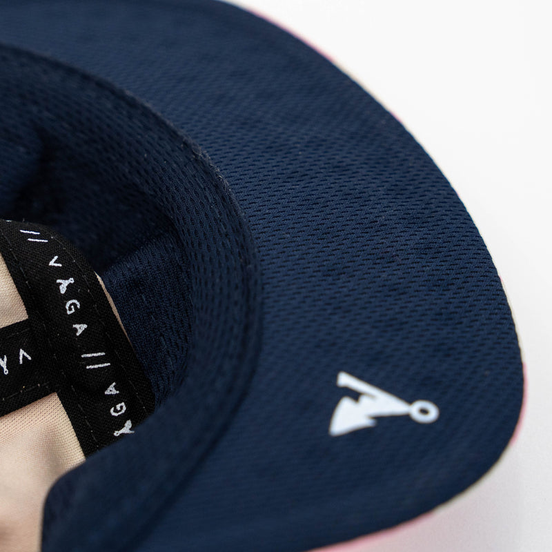 VAGA FEATHER RACING CAP (TAUPE GREY / PASTEL PINK / NAVY BLUE)