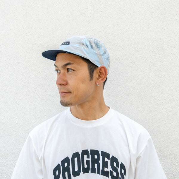 VAGA FEATHER RACING CAP (PASTEL BLUE / LIGHT TAUPE / NAVY BLUE)