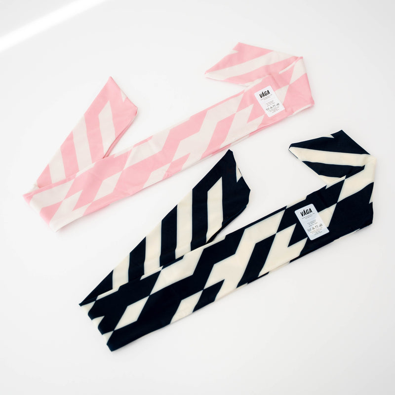 VAGA SUMMER PRINTED HEADBAND (PASTEL YELLOW / NAVY BLUE)