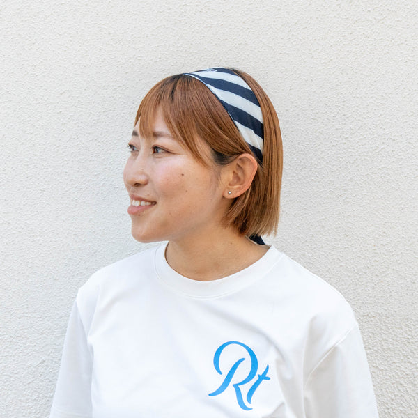 VAGA SUMMER PRINTED HEADBAND (PASTEL YELLOW / NAVY BLUE)