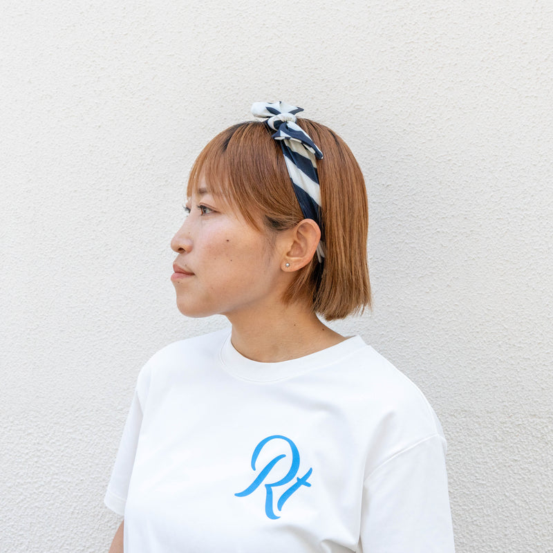 VAGA SUMMER PRINTED HEADBAND (PASTEL YELLOW / NAVY BLUE)