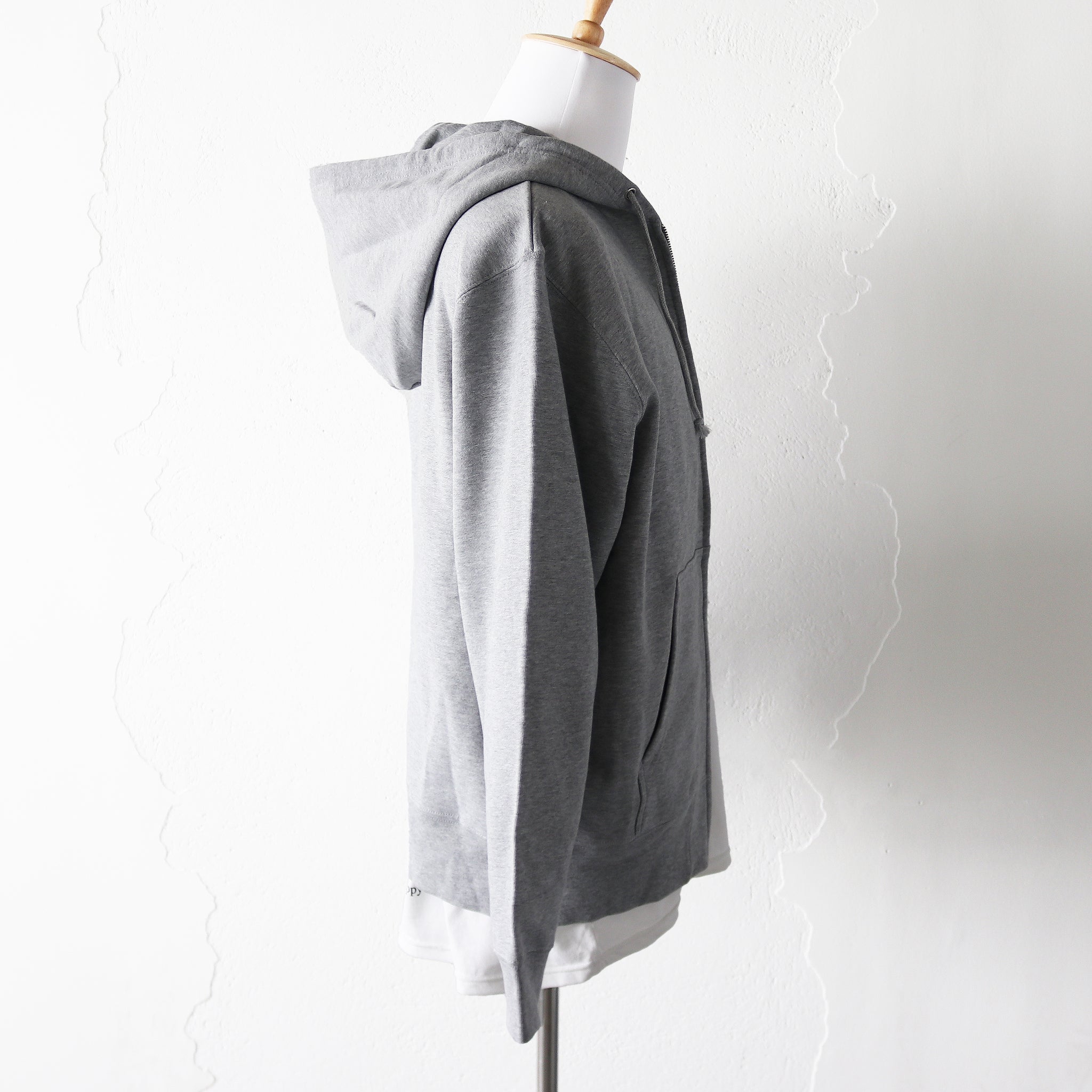 Runtrip Logo Patch Full Zip Hoodie (Gray) 