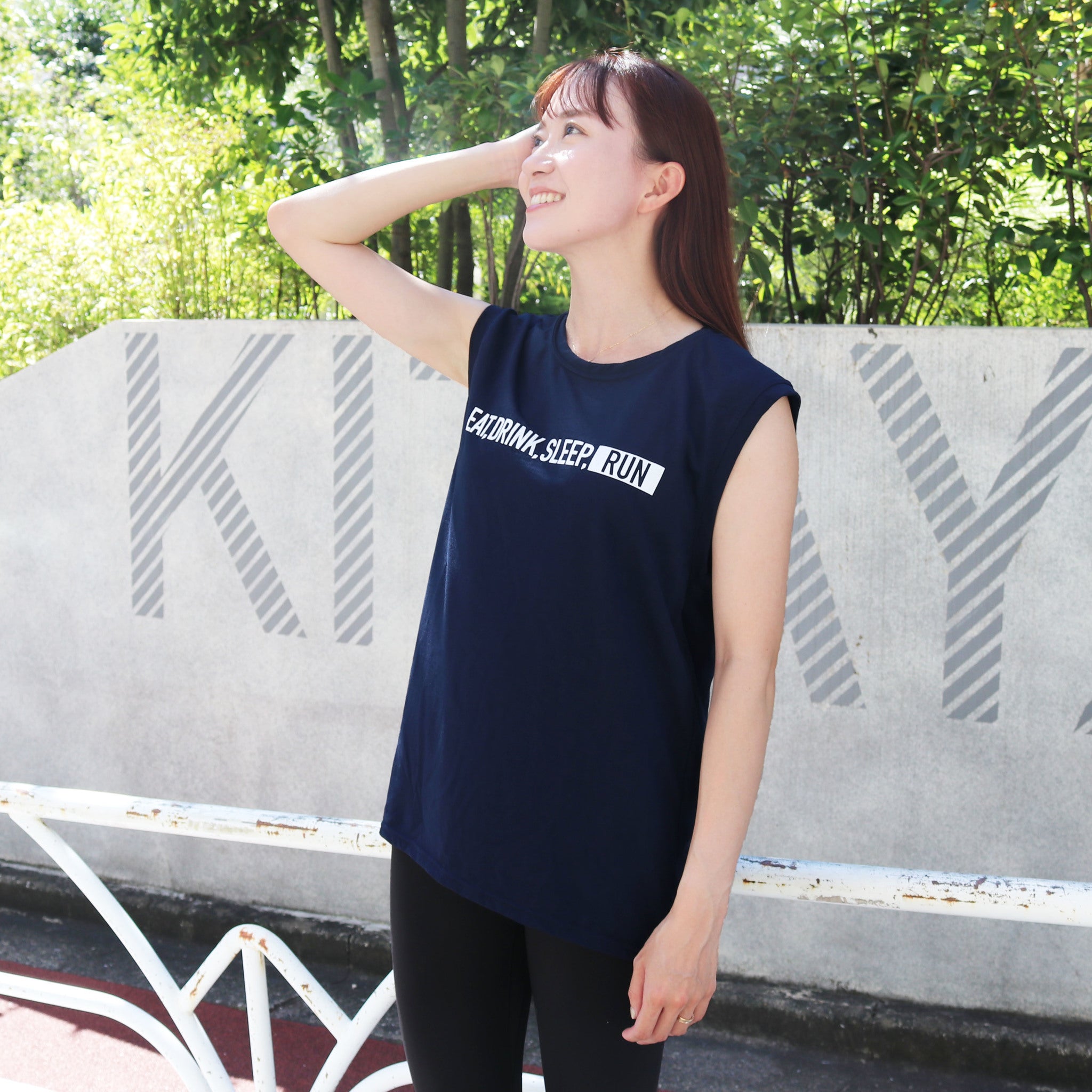 EAT DRINK SLEEP RUN / STREET Sleeve-less (Navy)