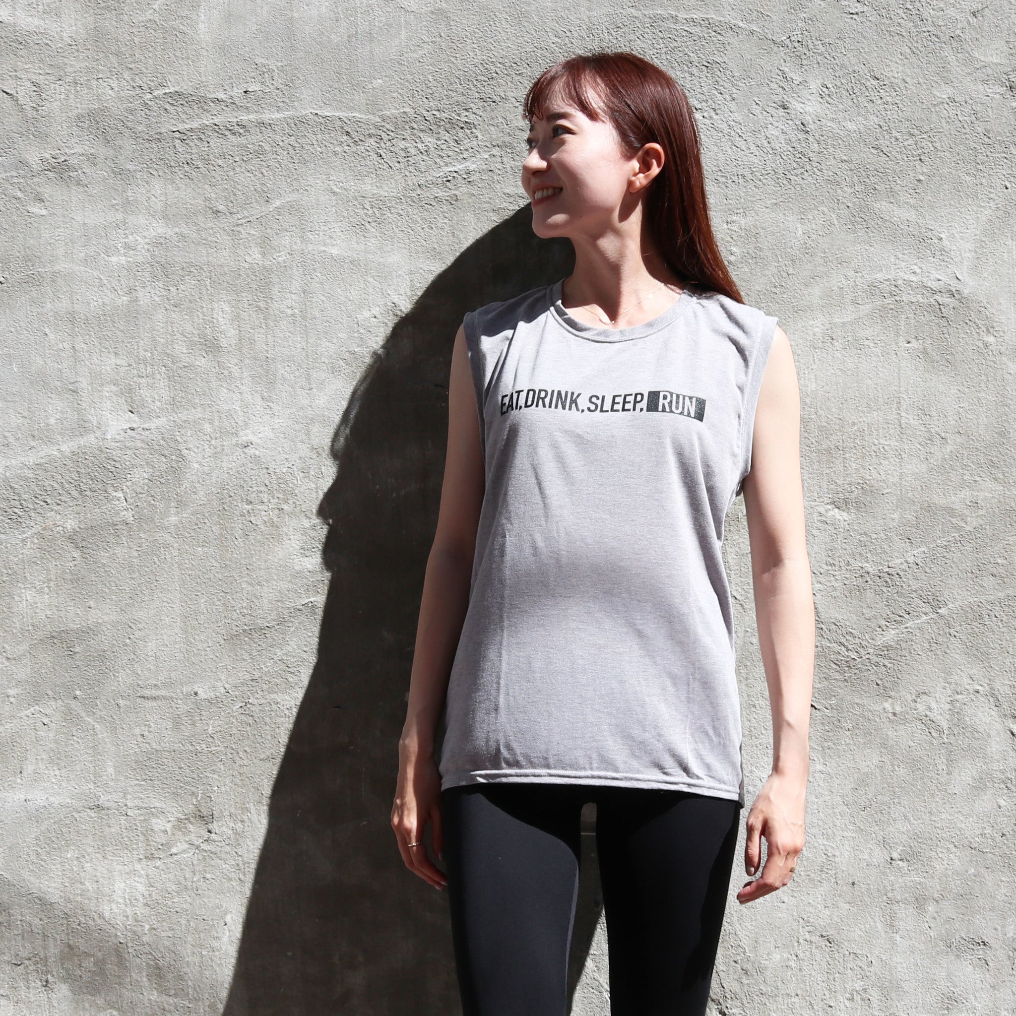 EAT DRINK SLEEP RUN / STREET Sleeve-less (Gray)