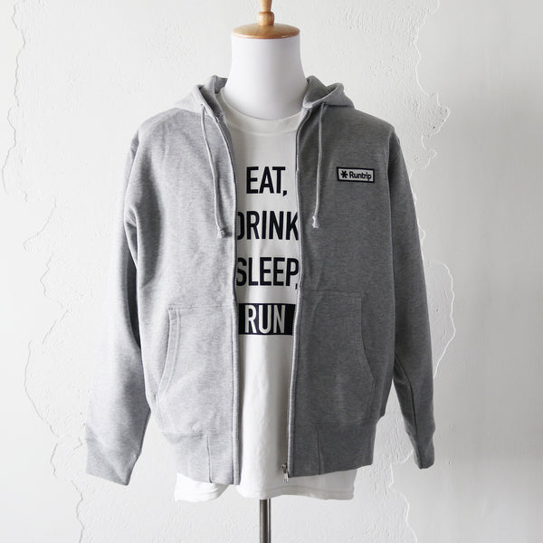 Runtrip Logo Patch Full Zip Hoodie (Gray) 