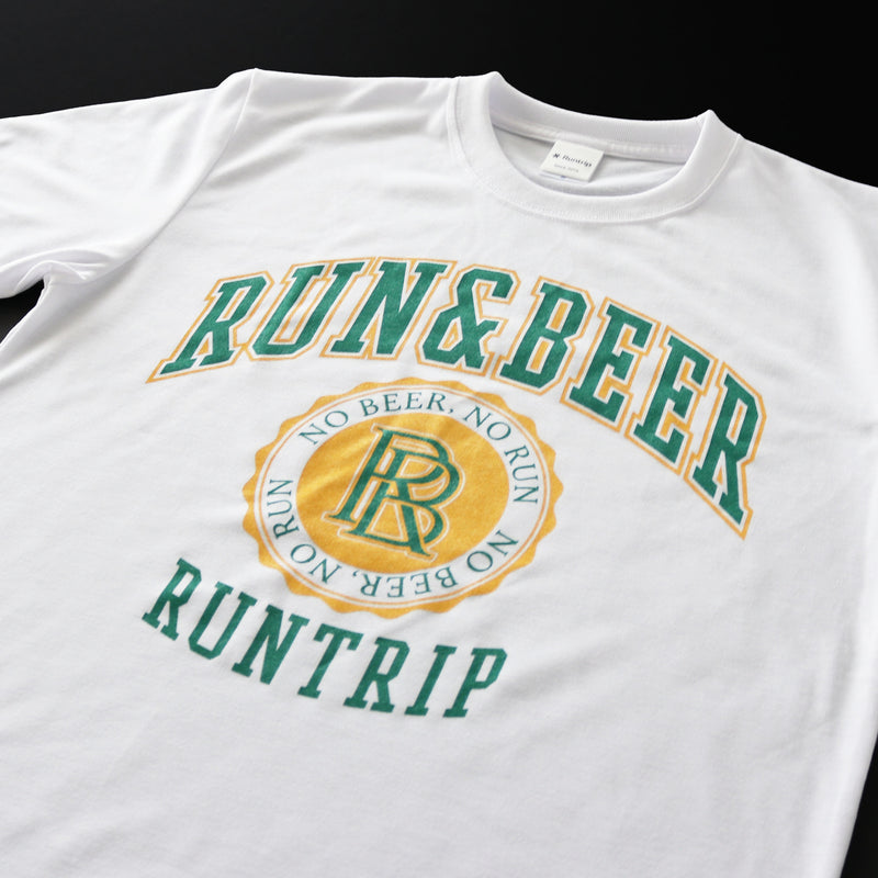 DRY VOLTEX | Run & Beer Tee (White / Green & Yellow)