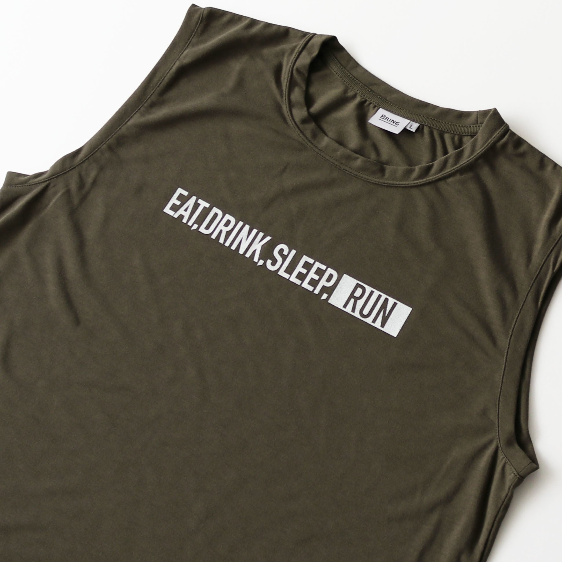 EAT DRINK SLEEP RUN / STREET Sleeve-less (Khaki)